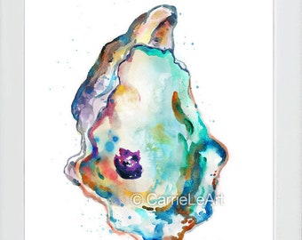 Watercolor Oyster Print, Oyster Shell Poster, Oyster Print, Oysters Watercolor Print, Oyster Art, Beach House Decor, Coastal Art Print