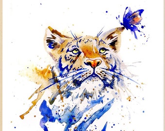 Tiger Wall Art, Watercolor Tiger Prints, Tiger Poster, Tiger Print, Tiger Art, Tiger and Butterfly, Tiger Gift, Tiger lover, Tiger painting