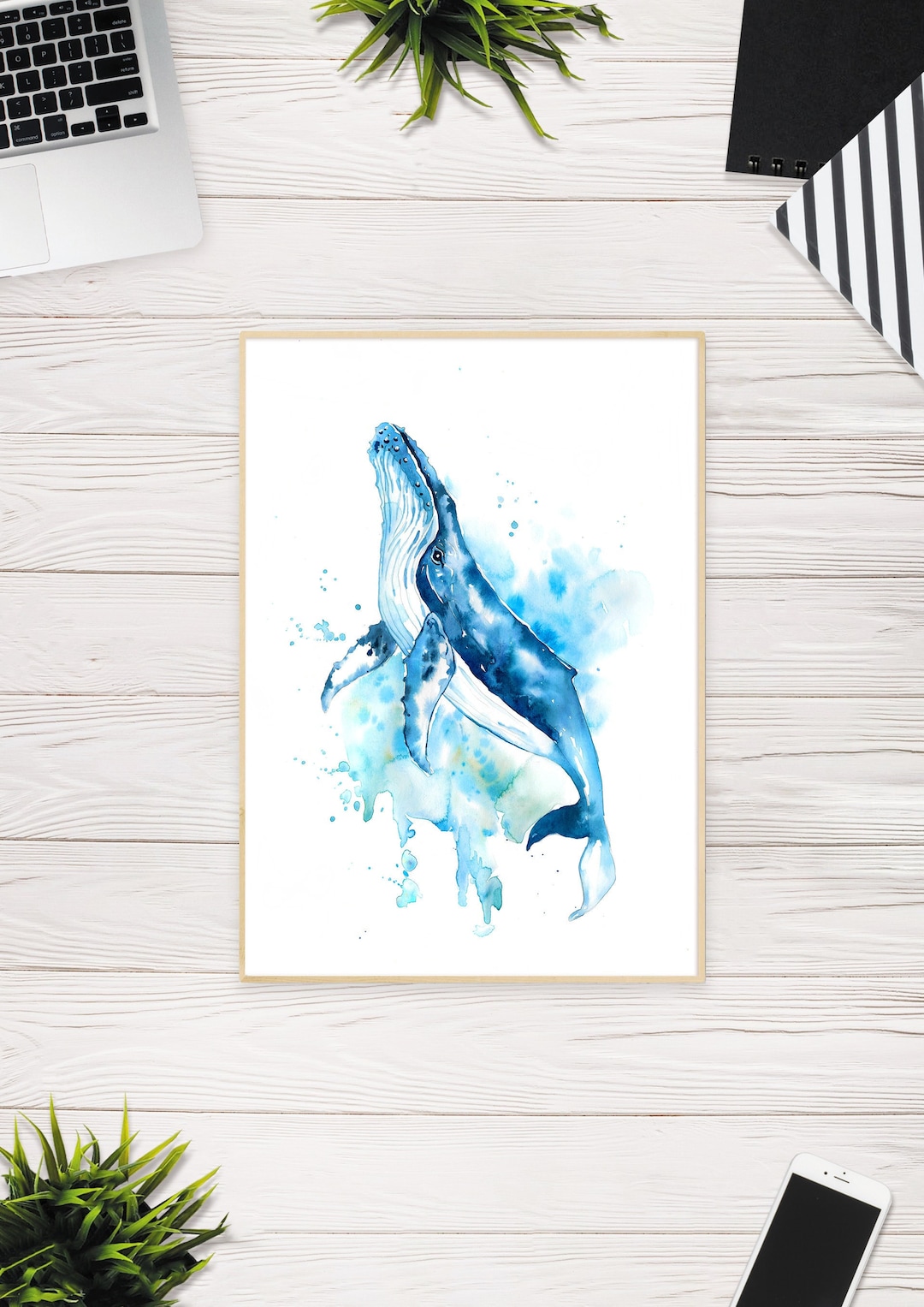 Humpback Whale Art Print, Blue Whale Print, Ocean Art, Under the Sea ...