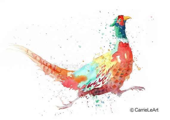 Watercolour pheasant print, pheasant illustration, game bird print, pheasant painting, pheasant gift, pheasant wall art, home decor