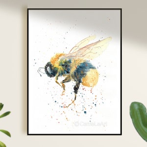 Original Watercolour Bumble Bee Painting, Bee Wall Art, Insect Painting, Bee Watercolor, Bumble Bee Gift, Bumble Bee Watercolor, Bee Decor