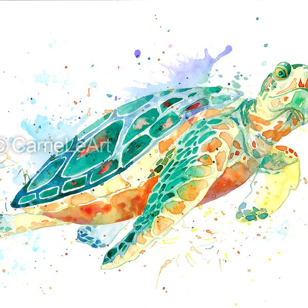 Sea turtle watercolor painting print, Sea Turtle illustration, Sea life art, Sea Turtle prints, Sea Turtle art, Sea Turtle gift, Sea Turtle