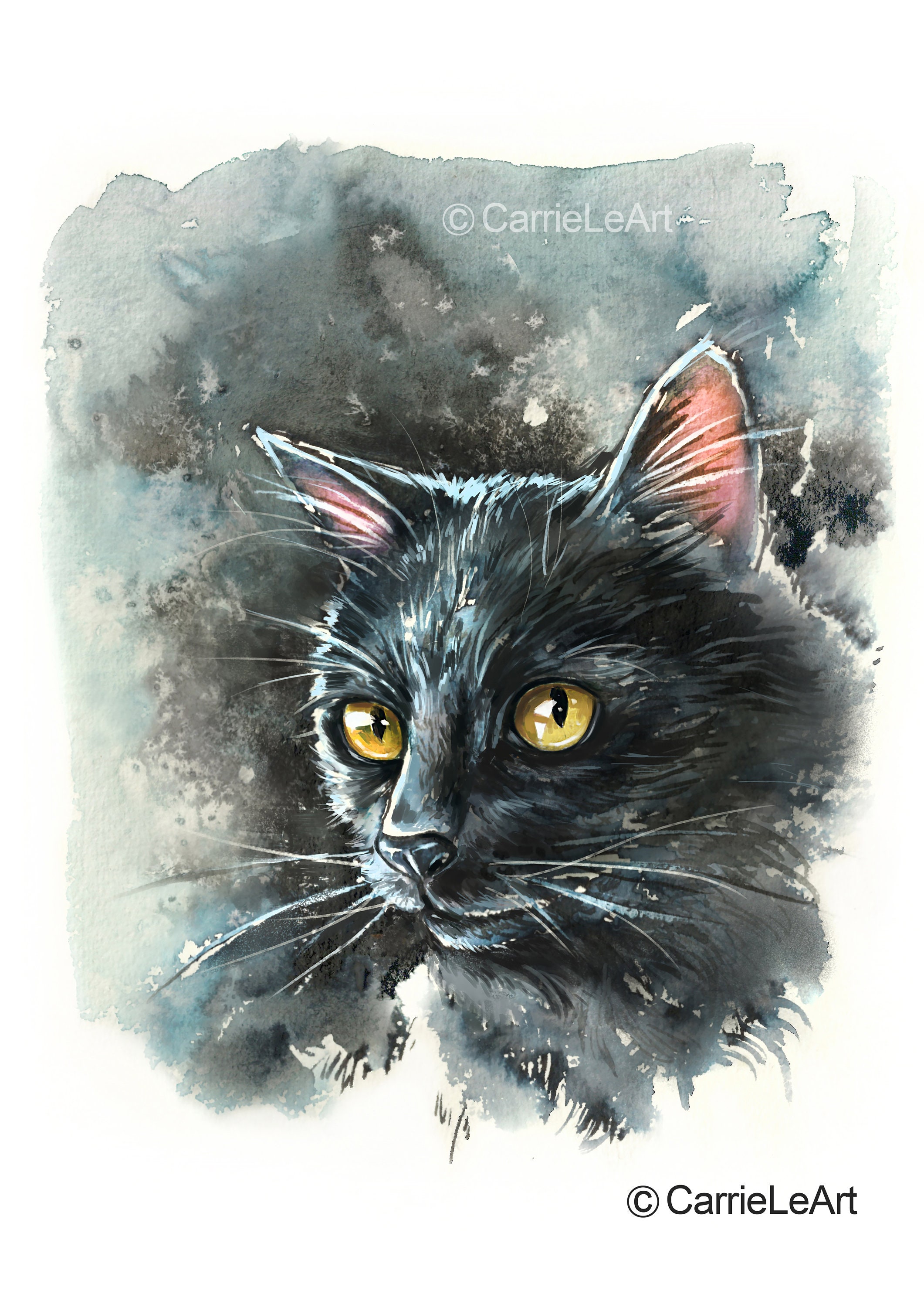 Black Cat Print Black Cat Painting Prints Cat Art Cat Wall | Etsy Ireland