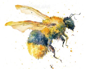 Bumble Bee print, Bee print, Insect print, Bee watercolor, Bee painting;Bumble Bee gifts;Bumble Bee watercolor;Bee wall art;Bumble Bee decor