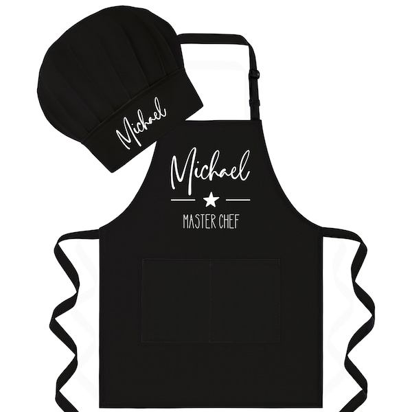 Personalized Apron and Chef Hat Set with Pocket. Kitchen Apron. Master Chef Apron for Men, Women, Teens. Hat is Optional.
