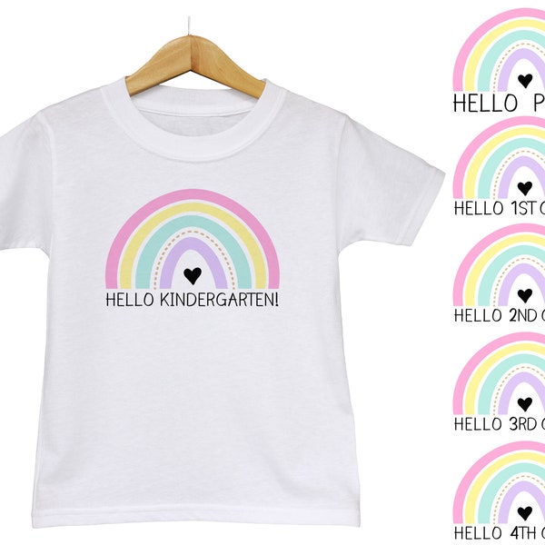 First Day of School Shirt - Hello Kindergarten, Back to School Shirt, Preschool, First Grade, 2nd Grade, 3rd Grade, 4th Grade.