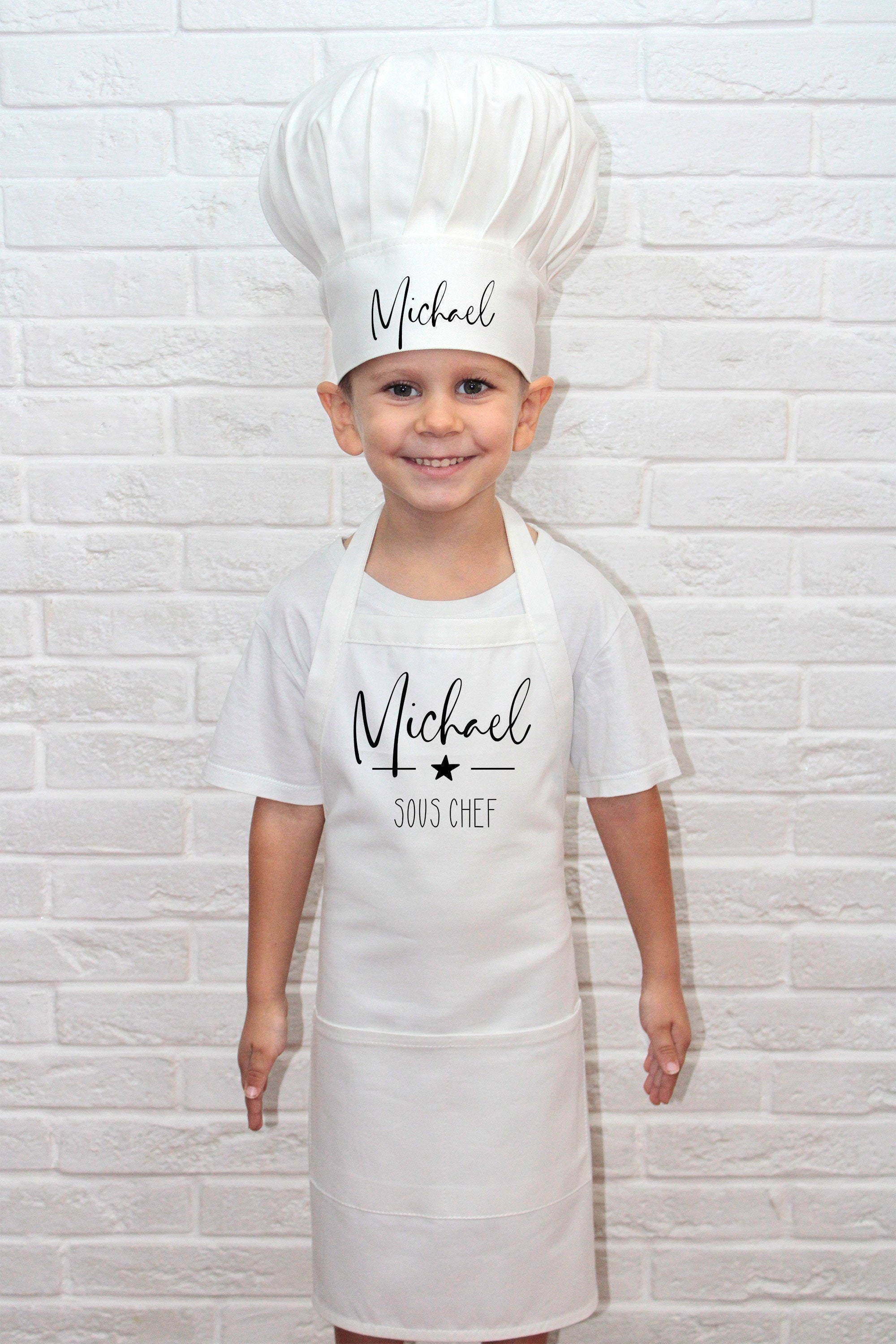 Personalized Kids Apron and Hat. 100% Cotton. Sous Chef. Kids Cooking…