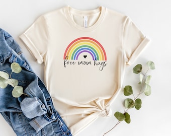 Free Mom Hugs Shirt: LGBTQ Pride Rainbow Graphic Tee