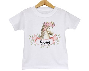 Personalized T-shirt for Toddlers and Kids. Pony tshirt. Custom Horse Gift for Girls. Custom Name Tee.