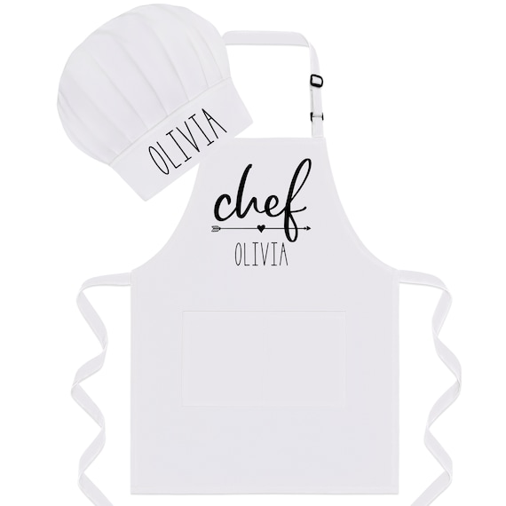 Personalized Cotton Twill Apron with Pocket: Custom Chef Hat Optional