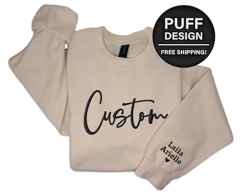 Custom Sweatshirt with Puff Print Effect. Custom Sweater for Women, Men, Teams, High School, Mascot, Logos. Unisex Premium Blend Sweater.