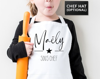 Personalized Kids Apron: Sous Chef Gift Set (Sizes 1-12)