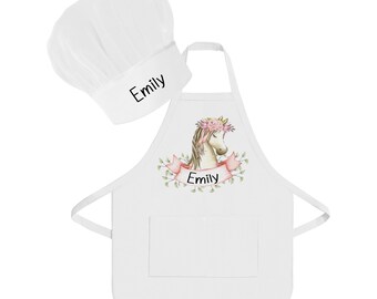 Personalized Baby Apron & Hat Set: Unicorn Gift, 0-1 Year