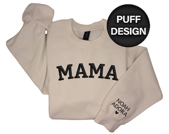 Personalized Mama Sweatshirt with names on sleeve, Customized Mom Sweatshirt, Mom Gift, Gift with Kid Name, Cozy Sweater, Cute Sweatshirt