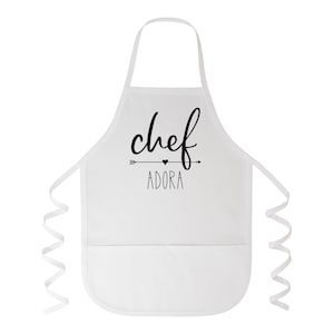 パーソナライズされた子供用シェフエプロンと帽子セット：米国製コットンブレンド