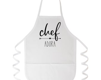 Personalized Kids Chef Apron and Hat Set: USA Made Cotton Blend
