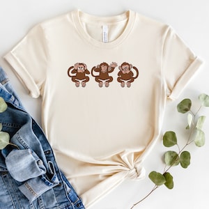Three Wise Monkeys T-Shirt: Hear See Speak No Evil Graphic Tee