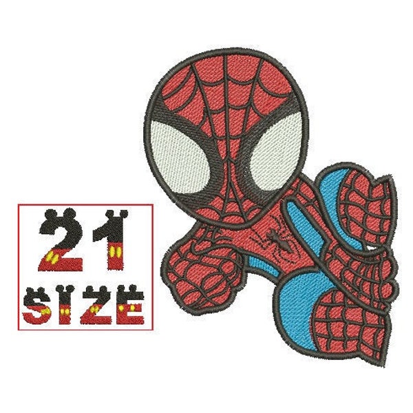 Superhero Spider Man Spiderman Embroidery Baby Kid Cute Character Chibi Logo Designs Embroidery Machine Instant Download N6150