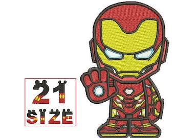 Superhero Ironman Iron Man Embroidery Baby Kid Cute Character Chibi Logo Designs Embroidery Machine Instant Download N6156