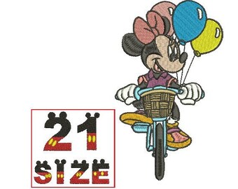 Baby Cartoon Kid Cute Character Mickey Mouse Embroidery Design Anime Bicycle Balloon Embroidery Machine Instant Download N6198