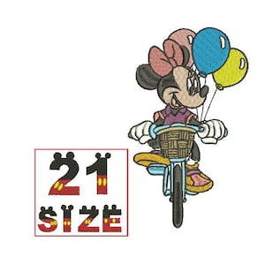 Baby Cartoon Kid Cute Character Mickey Mouse Embroidery Design Anime Bicycle Balloon Embroidery Machine Instant Download N6198