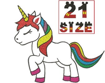 Baby Cartoon Unicorn Rainbow Pony Horse EMBROIDERY Design Baby Kid Rainbow Horse Applique Design Embroidery Machine Instant Download N6111