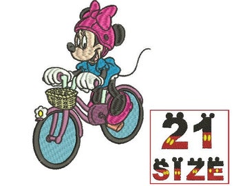 Baby Cartoon Kid Cute Character Mickey Mouse Embroidery Design Anime Bicycle Balloon Embroidery Machine Instant Download N6197