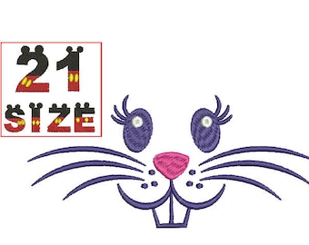 Baby Cartoon Rabbit Bunny Face EMBROIDERY Design Baby Cute Kid Applique Design Embroidery Machine Instant Download N6038