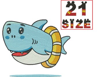 Baby Shark EMBROIDERY Design Kid Shark Applique Design Embroidery Machine Instant Download N6008