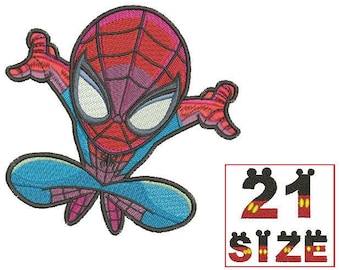 Superhero Spider Man Spiderman Embroidery Baby Kid Cute Character Chibi Logo Designs Embroidery Machine Instant Download N6167