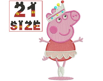 Peppa Pig EMBROIDERY Design Kid Peppa Pig Applique Design Embroidery Machine Instant Download N6023