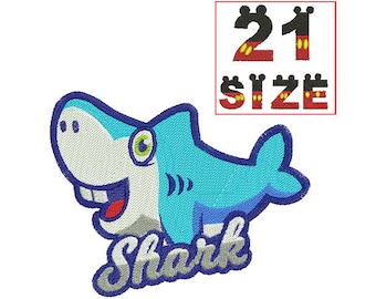Baby Shark EMBROIDERY Design Kid Shark Applique Design Embroidery Machine Instant Download N6009