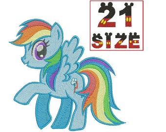 Baby Cartoon Unicorn Rainbow Pony Horse EMBROIDERY Design Baby Kid Rainbow Horse Applique Design Embroidery Machine Instant Download N6033