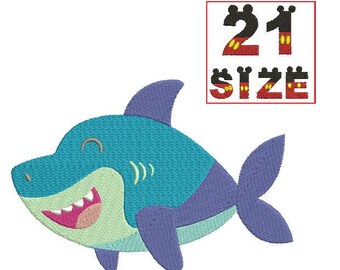 Baby Shark EMBROIDERY Design Kid Shark Applique Design Embroidery Machine Instant Download N6001