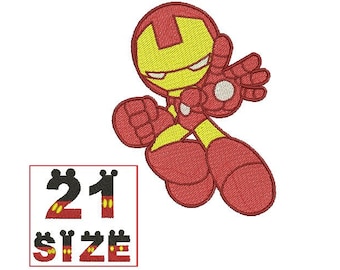 Superhero Ironman Iron Man Embroidery Baby Kid Cute Character Chibi Logo Designs Embroidery Machine Instant Download N6193