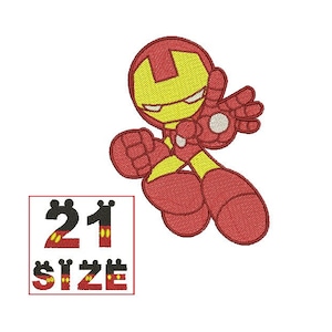 Superheld Iron Man Iron Man Stickerei Baby Kind Süßer Charakter Chibi Logo Designs Stickerei Maschine Instant Download N6193