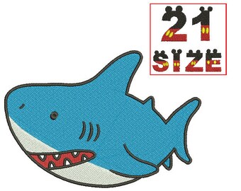 Baby Shark EMBROIDERY Design Kid Shark Applique Design Embroidery Machine Instant Download N6003