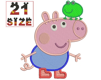 Peppa Pig EMBROIDERY Design Kid Peppa Pig Applique Design Embroidery Machine Instant Download N6021