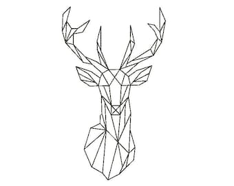 Buck Deer Head Geometric EMBROIDERY Design Animal Creative Fill Design Embroidery Machine Instant Download Q8079