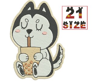 Baby Cartoon Cat BORDADO Diseño Baby Kid Baby Cat Milk Tea Applique Diseño Máquina de Bordar Descarga instantánea N6025