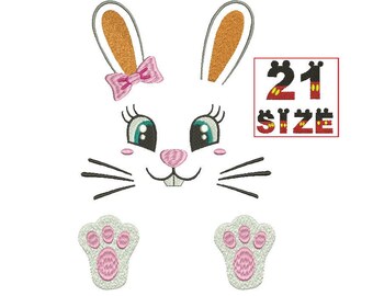 Baby Cartoon Rabbit Bunny Face EMBROIDERY Design Baby Cute Kid Applique Design Embroidery Machine Instant Download N6087