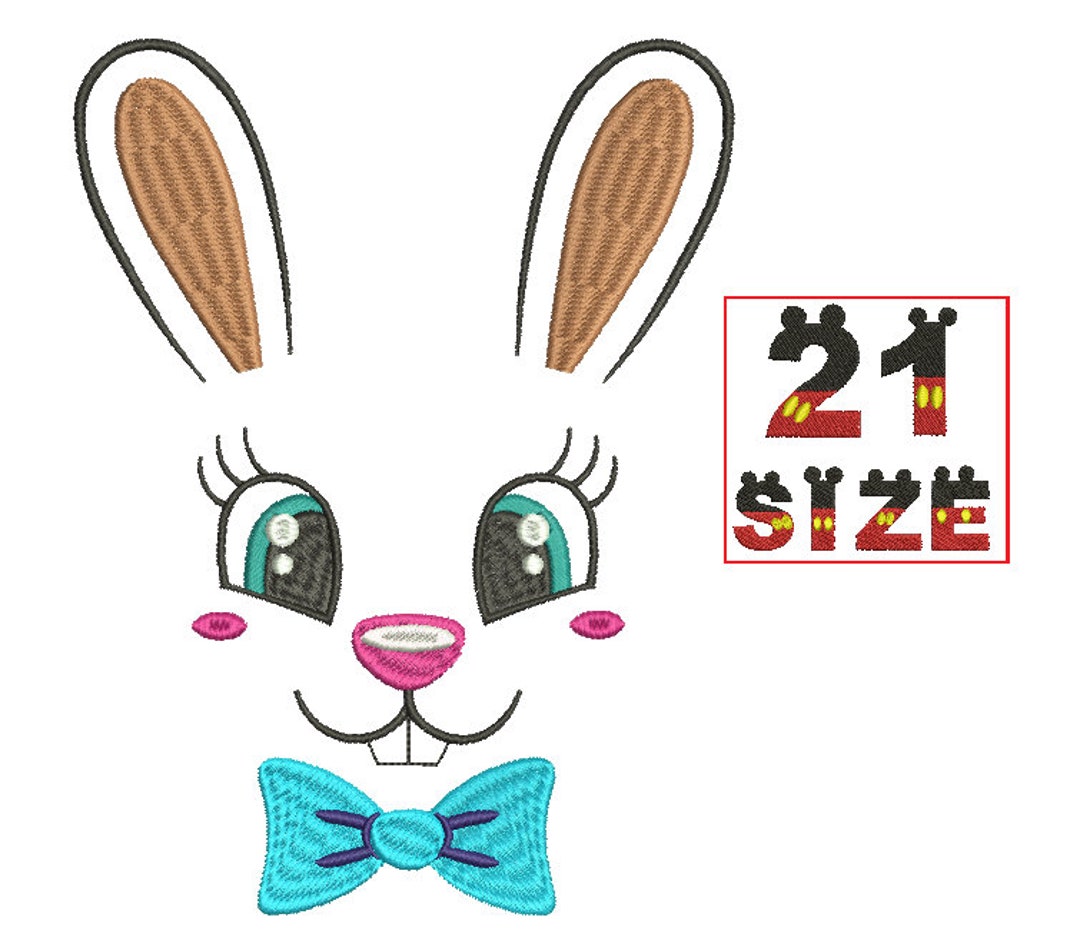 Baby Cartoon Rabbit Bunny Face EMBROIDERY Design Baby Cute Kid Applique ...