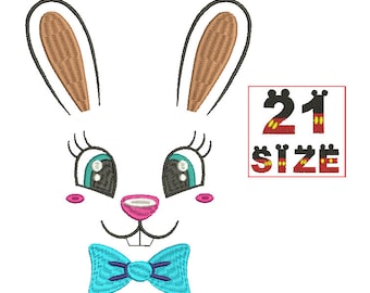 Baby Cartoon Rabbit Bunny Face EMBROIDERY Design Baby Cute Kid Applique Design Embroidery Machine Instant Download N6035