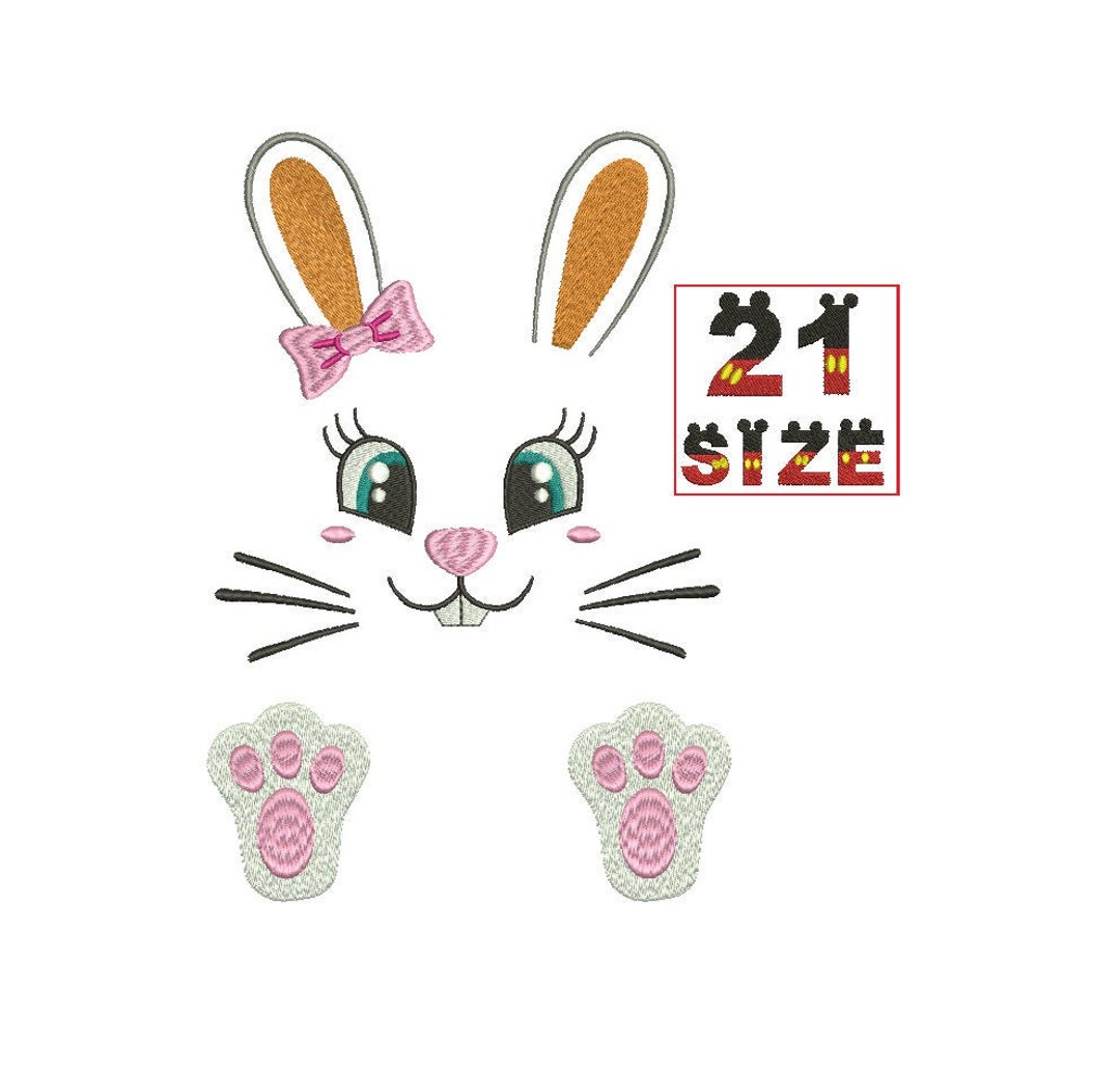 Baby Cartoon Rabbit Bunny Face EMBROIDERY Design Baby Cute Kid Applique ...