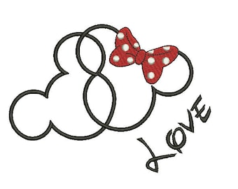 Mickey Mouse Applique Embroidery Design Mickey Head Bow Applique Mickey Ears Applique  Embroidery Machine Instant Download Q8046