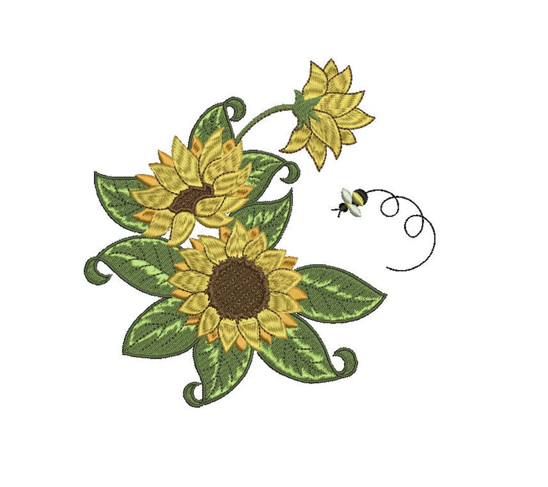 Vintage Sunflowers EMBROIDERY Design Floral Fill Design Embroidery ...
