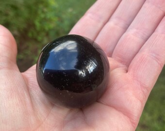 Black Obsidian Hand polished Sphere with silver sheen, healing crystals, Crystal Healing, gemstones, zen gifts for her