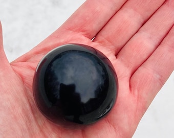 Small Hand Polished Golden Sheen Black Obsidian Sphere, Crystal Ball, Scrying Ball, Healing Crystals, Absorbs Negativity, Metaphysical Shops