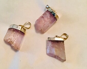 Kunzite Gemstone Pendant Necklace, Hand Polished Kunzite, Heart Healer, Chakra Healing Crystal,Sterling Silver and Kunzite