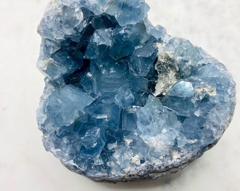 Celestite Druzy Cluster, Blue Crystals, High Vibration Stone, Meditation Stone